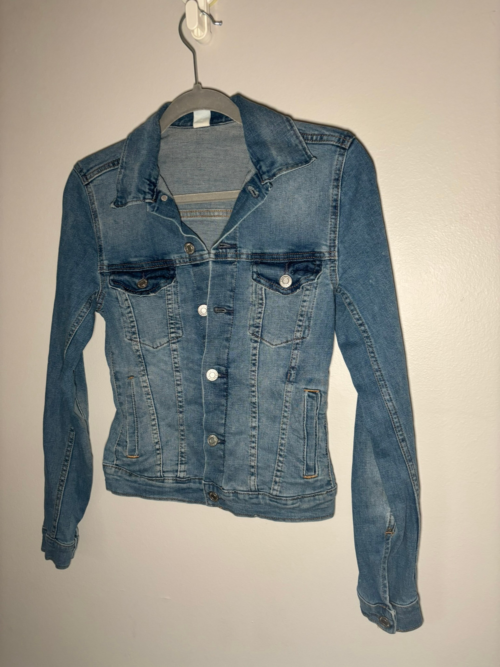 &Denim Denim Jacket Distressed Blue Cropped Womens Size 2 Y2K